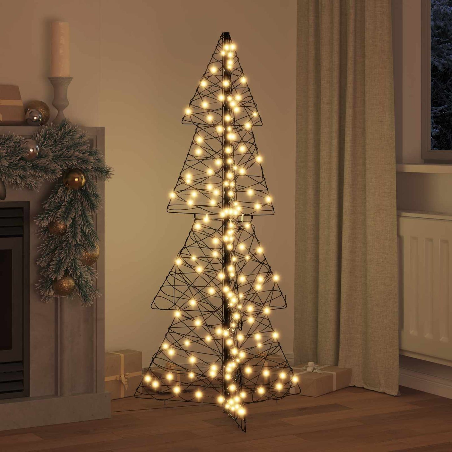 VidaXL Árbol de Navidad con 160 LED blanco cálido 150 cm ratán