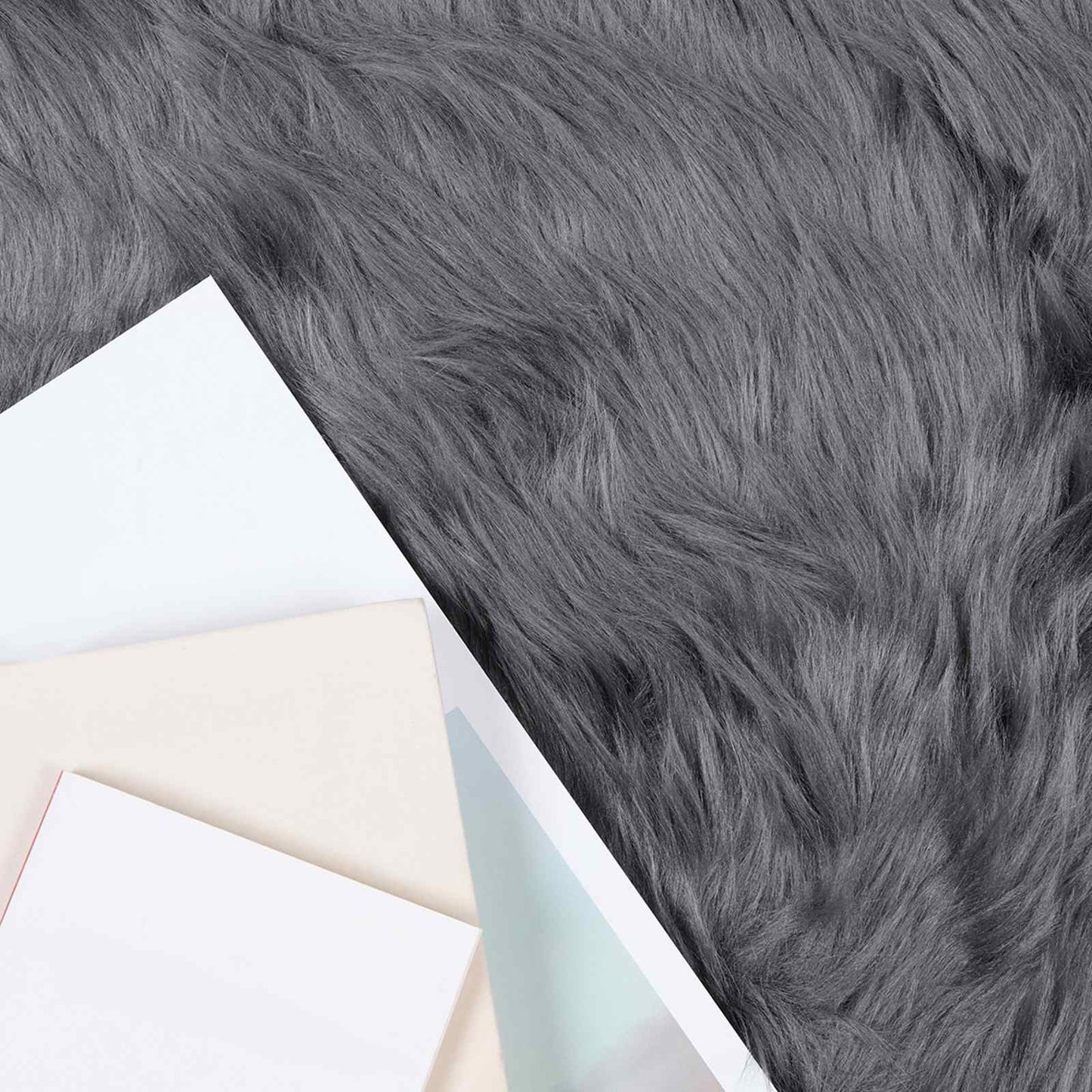 Vidaxl nep schapenvacht tapijt tafalla antraciet ø 120 cm polyester