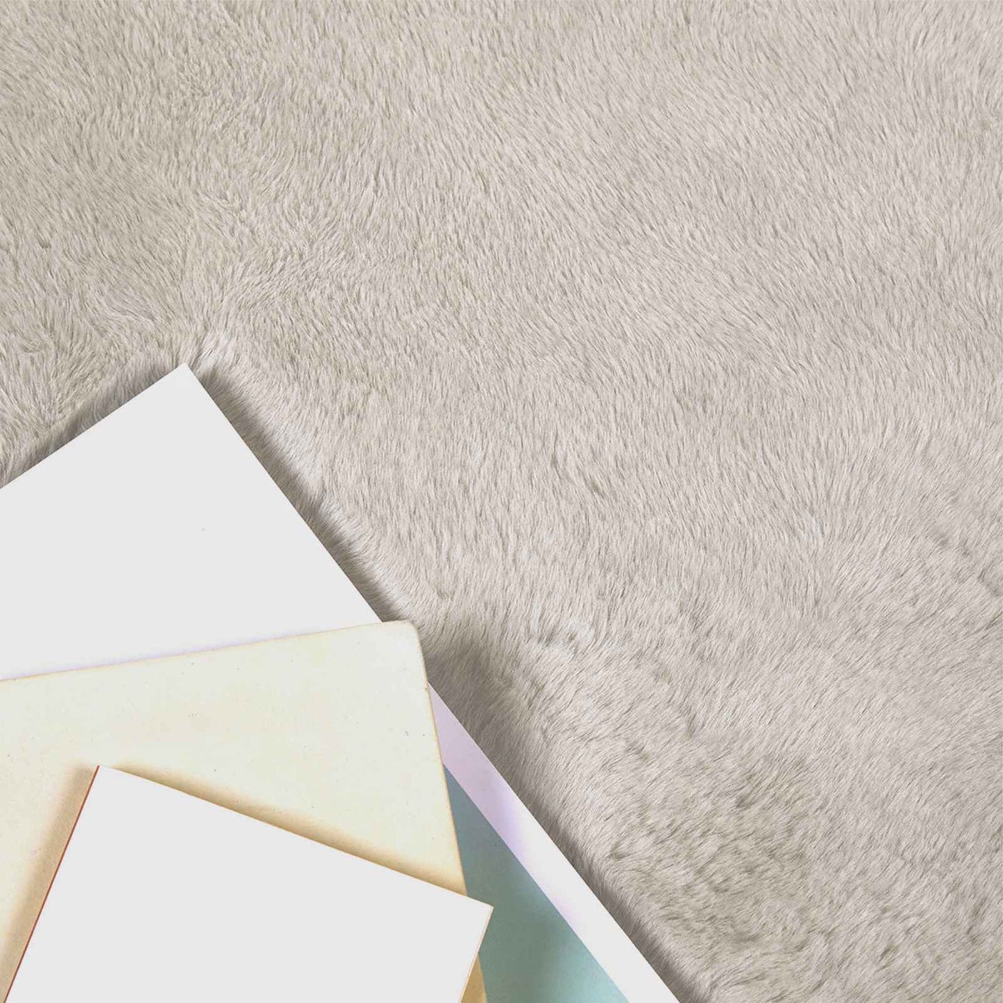 Vidaxl nep konijnenbont tapijt olite beige 240 x 240 cm polyester
