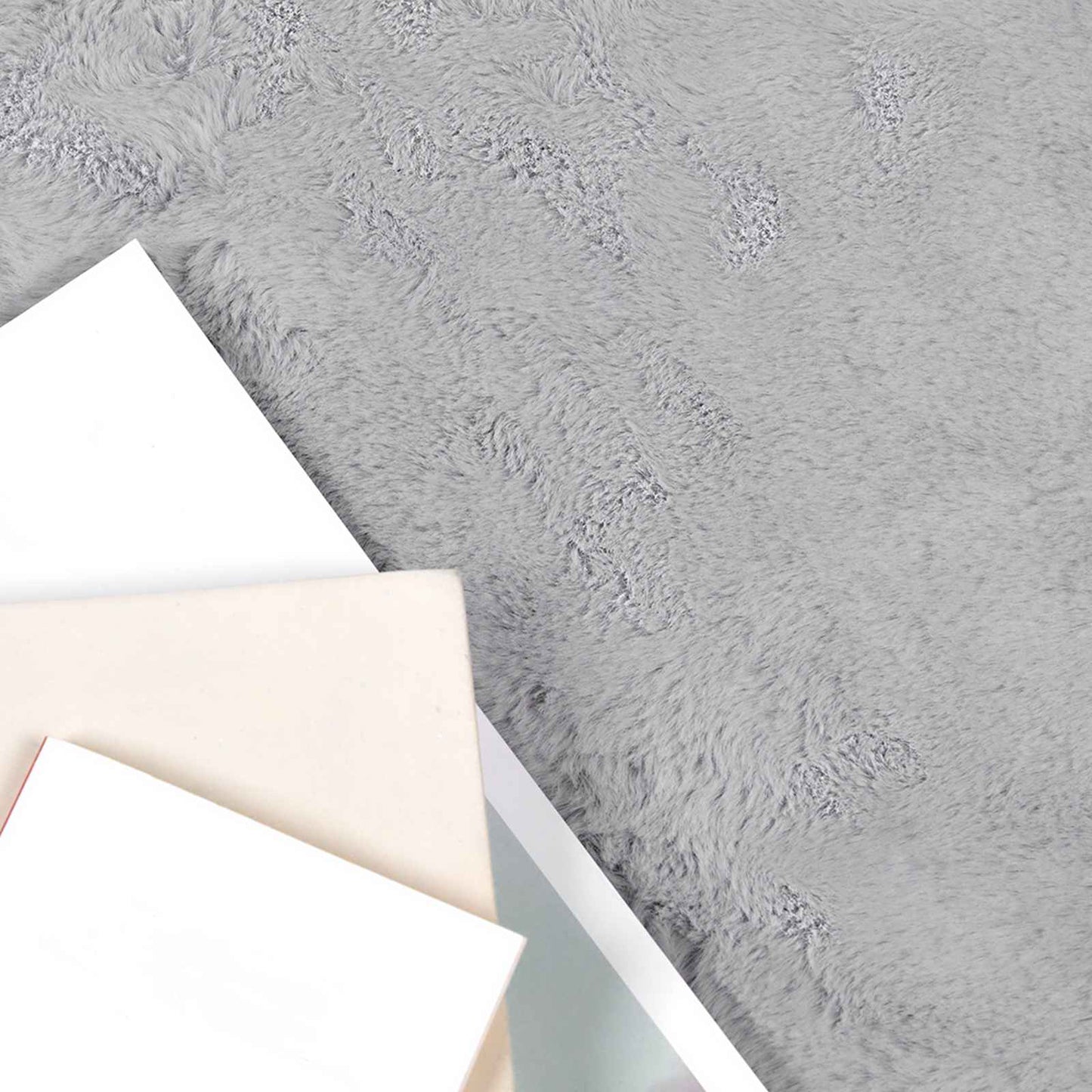 Vidaxl nep konijnenbont tapijt olite grijs 240 x 340 cm polyester