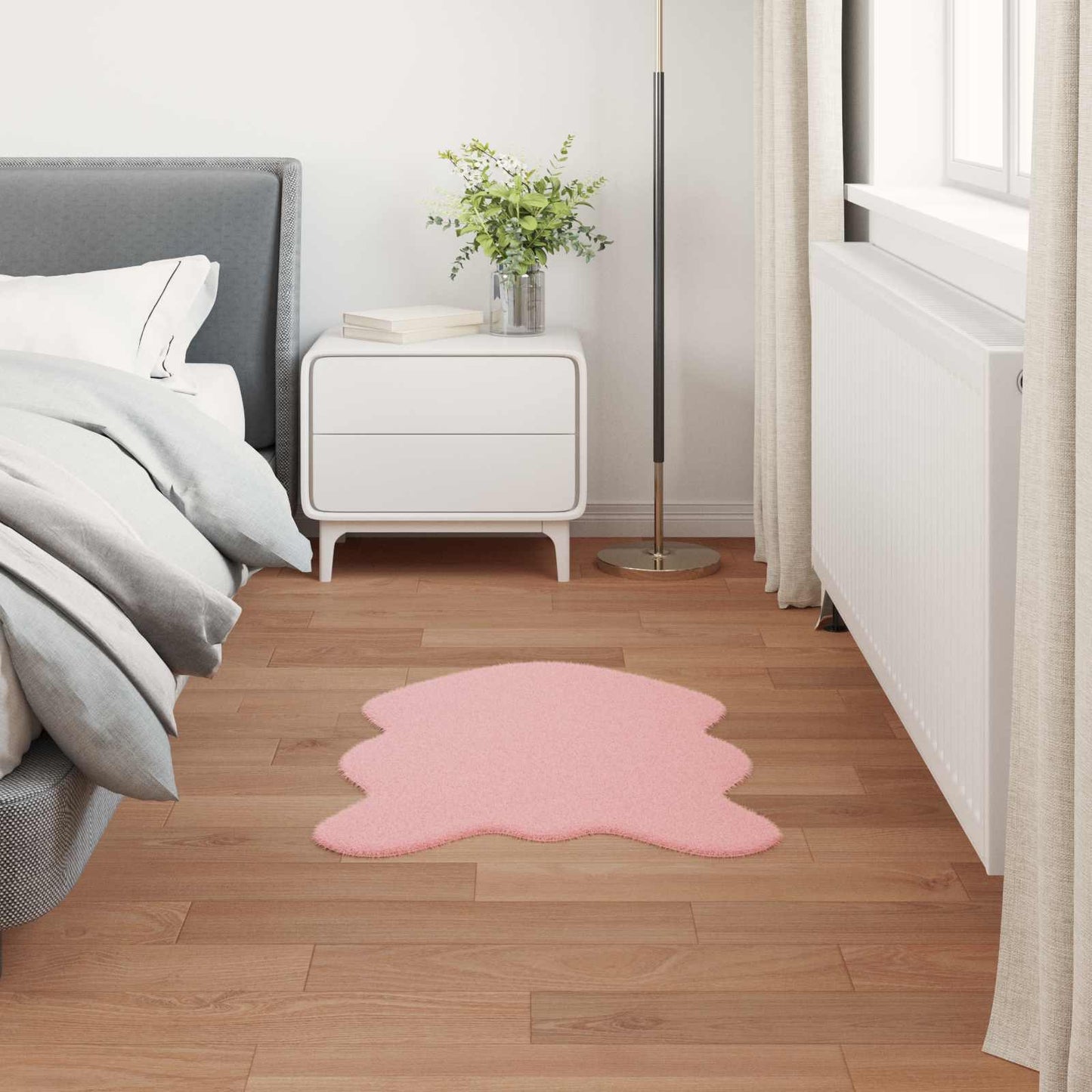 Vidaxl nep konijnenbont tapijt olite roze 80 x 120 cm polyester