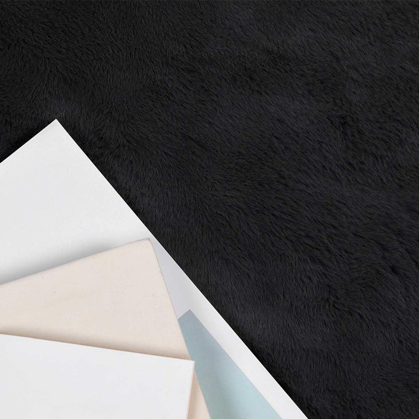 Vidaxl nep konijnenbont tapijt olite zwart 140 x 200 cm polyester