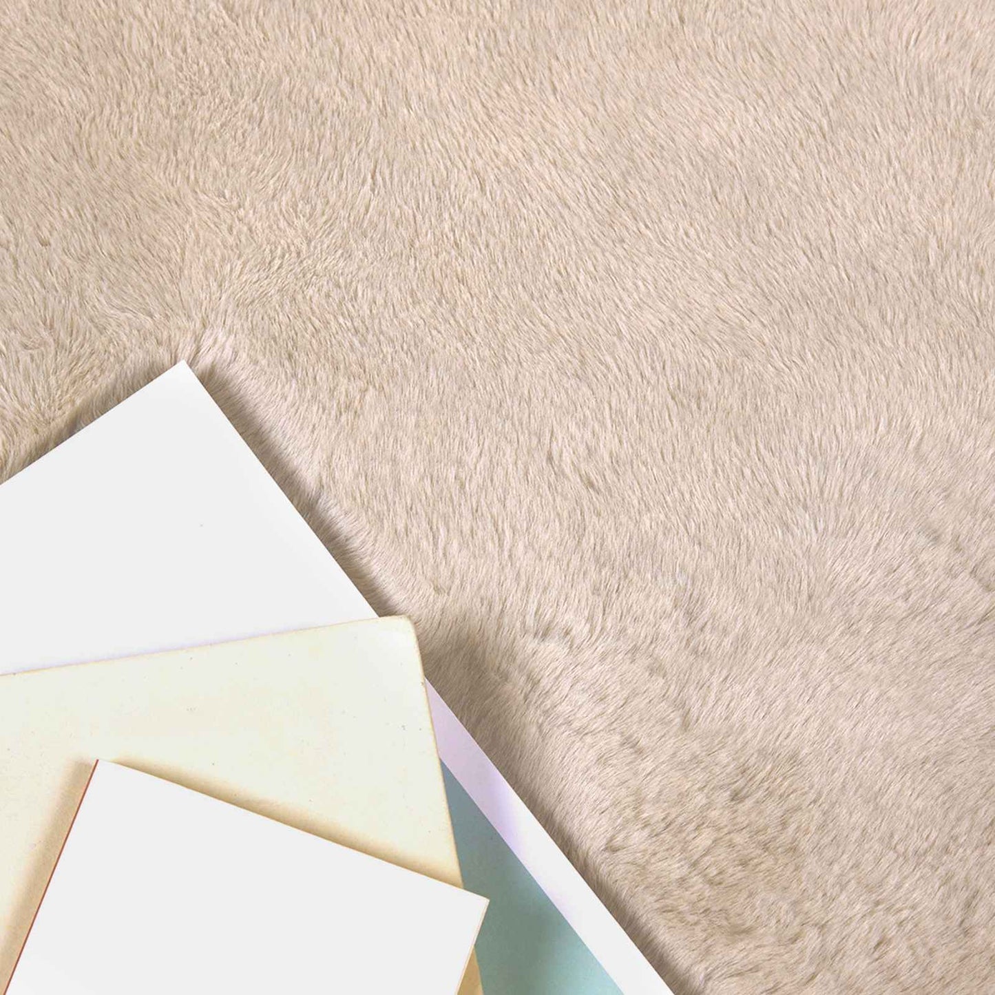 Vidaxl nep konijnenbont tapijt olite taupe 200 x 200 cm polyester