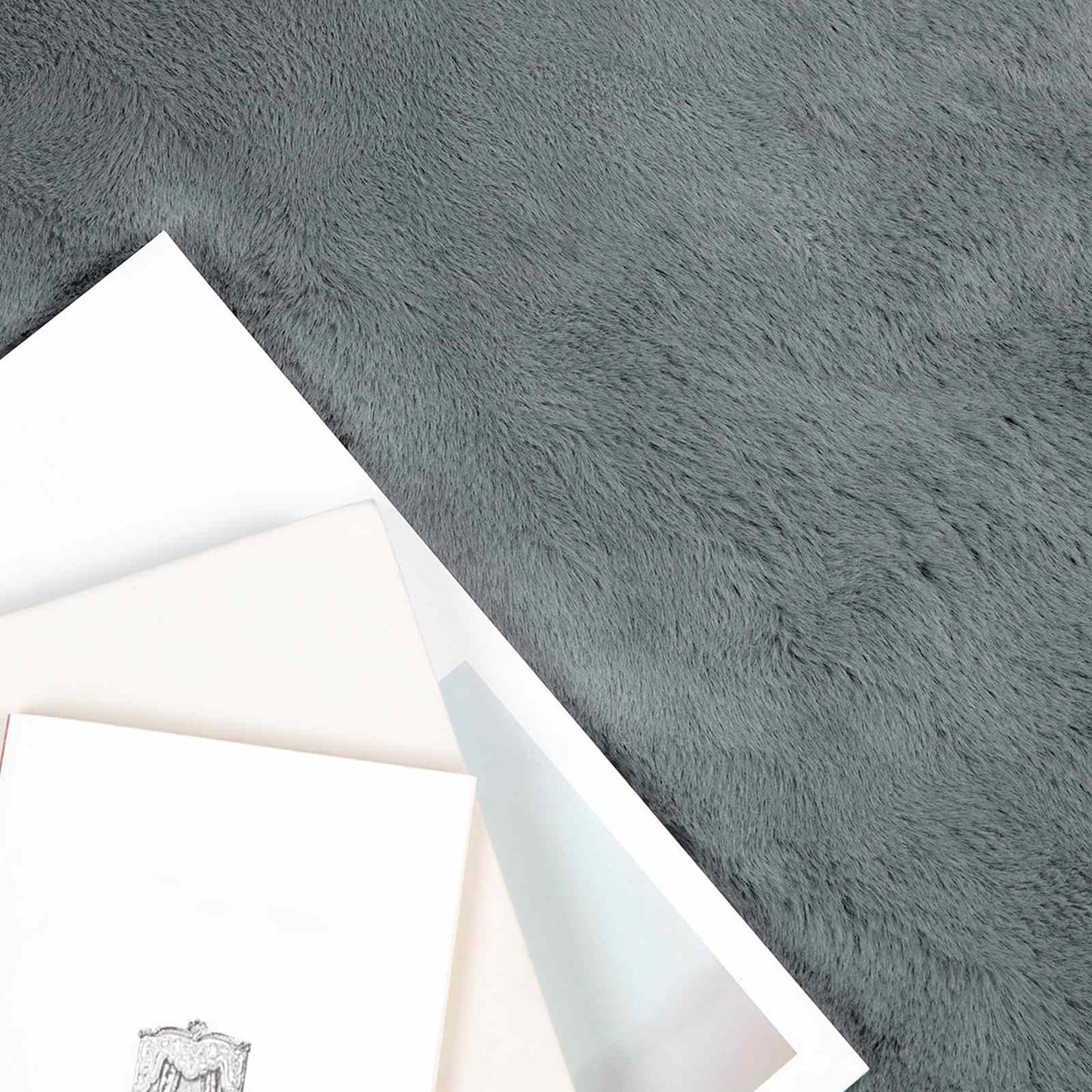 Vidaxl nep konijnenbont tapijt olite antraciet ø 100 cm polyester