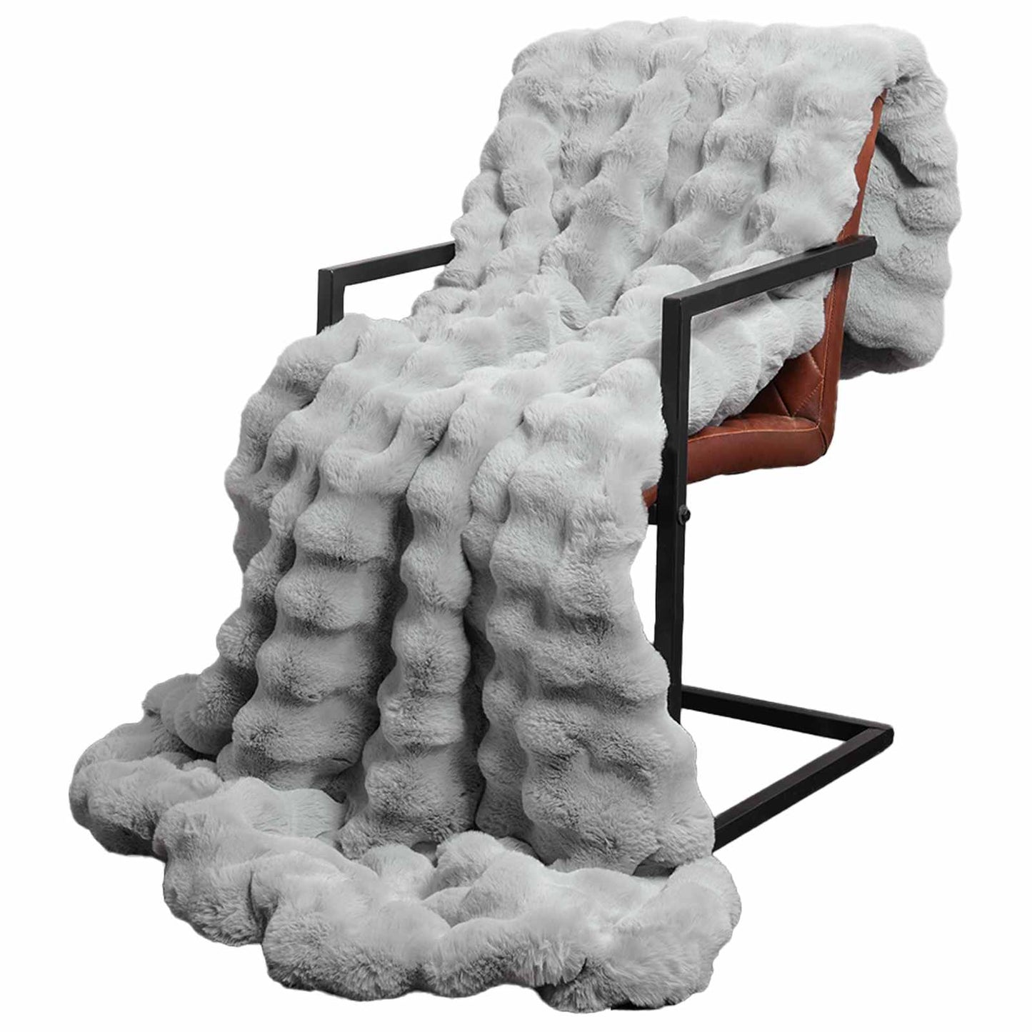 Vidaxl neppels konijnenbont deken olite 4 pcs grijs 150 x 220 cm