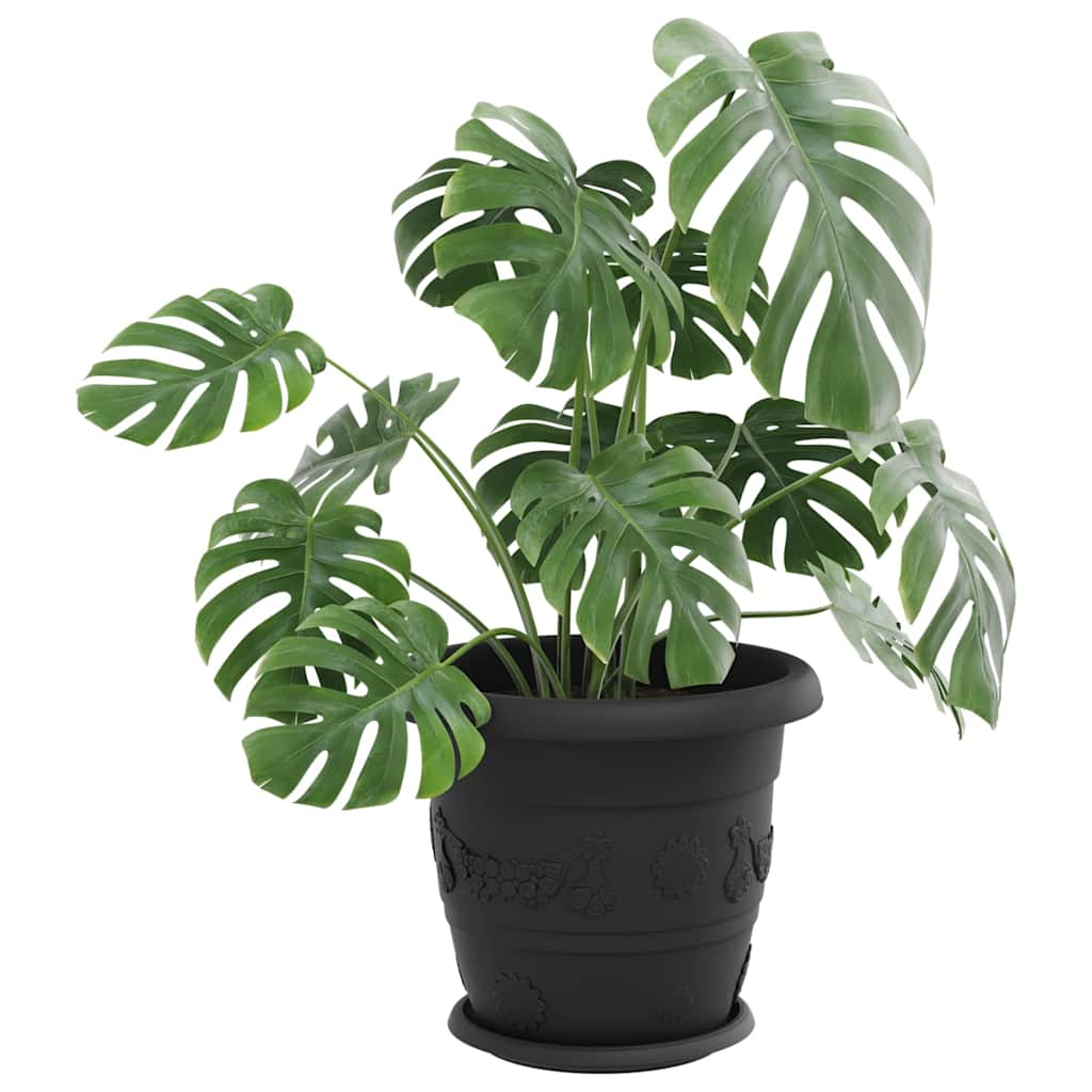 Vidaxl floreros redondos 6 piezas negro ø 14 x 2 cm plástico