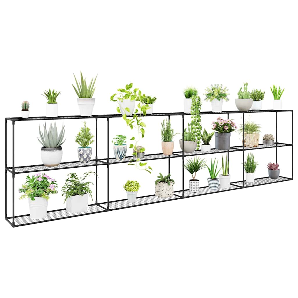 Supporto per piante Vidaxx a 3 livelli nero 400 x 32 x 104 cm in acciaio