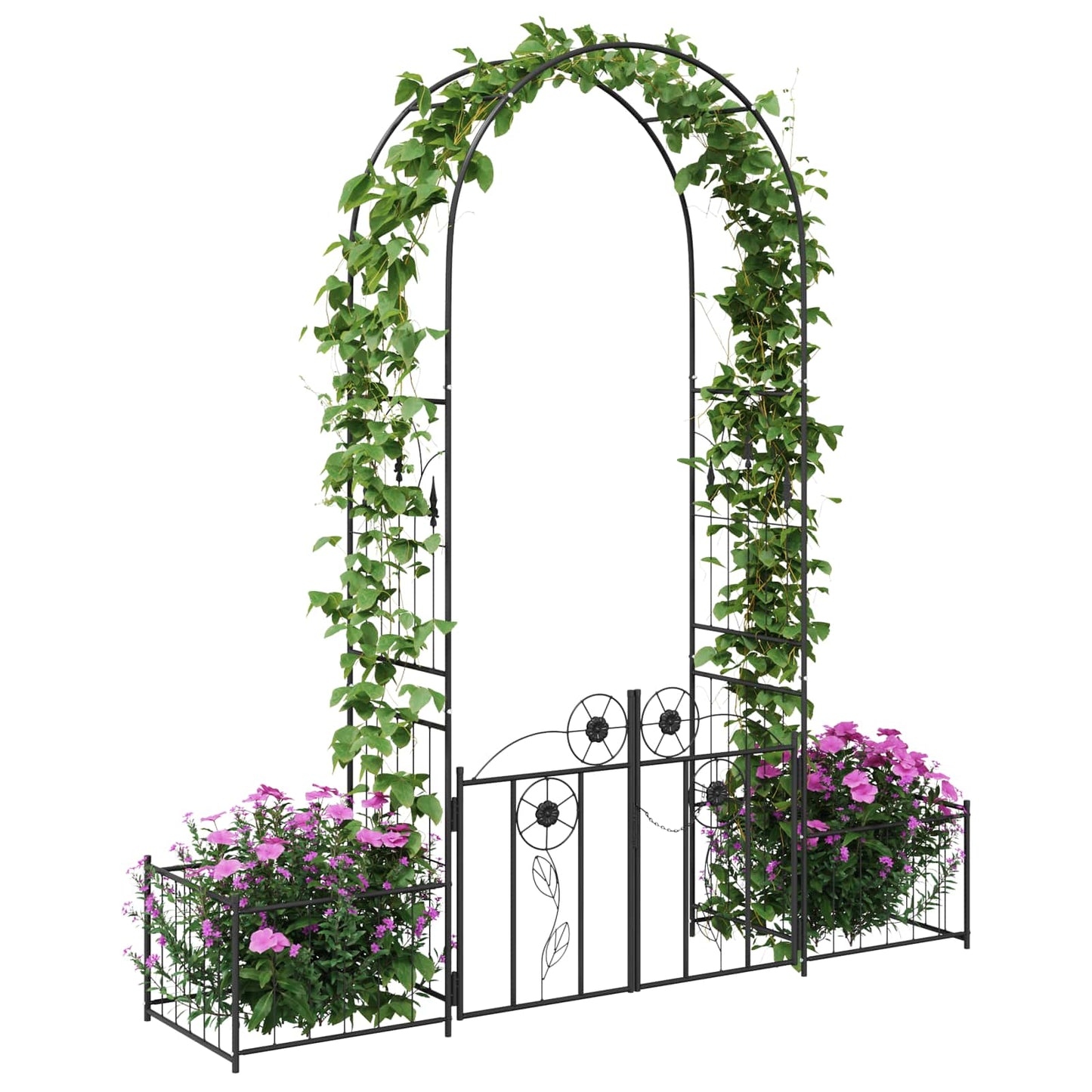 Arco da giardino Vidaxl con serratura nero 203 x 50 x 218 cm