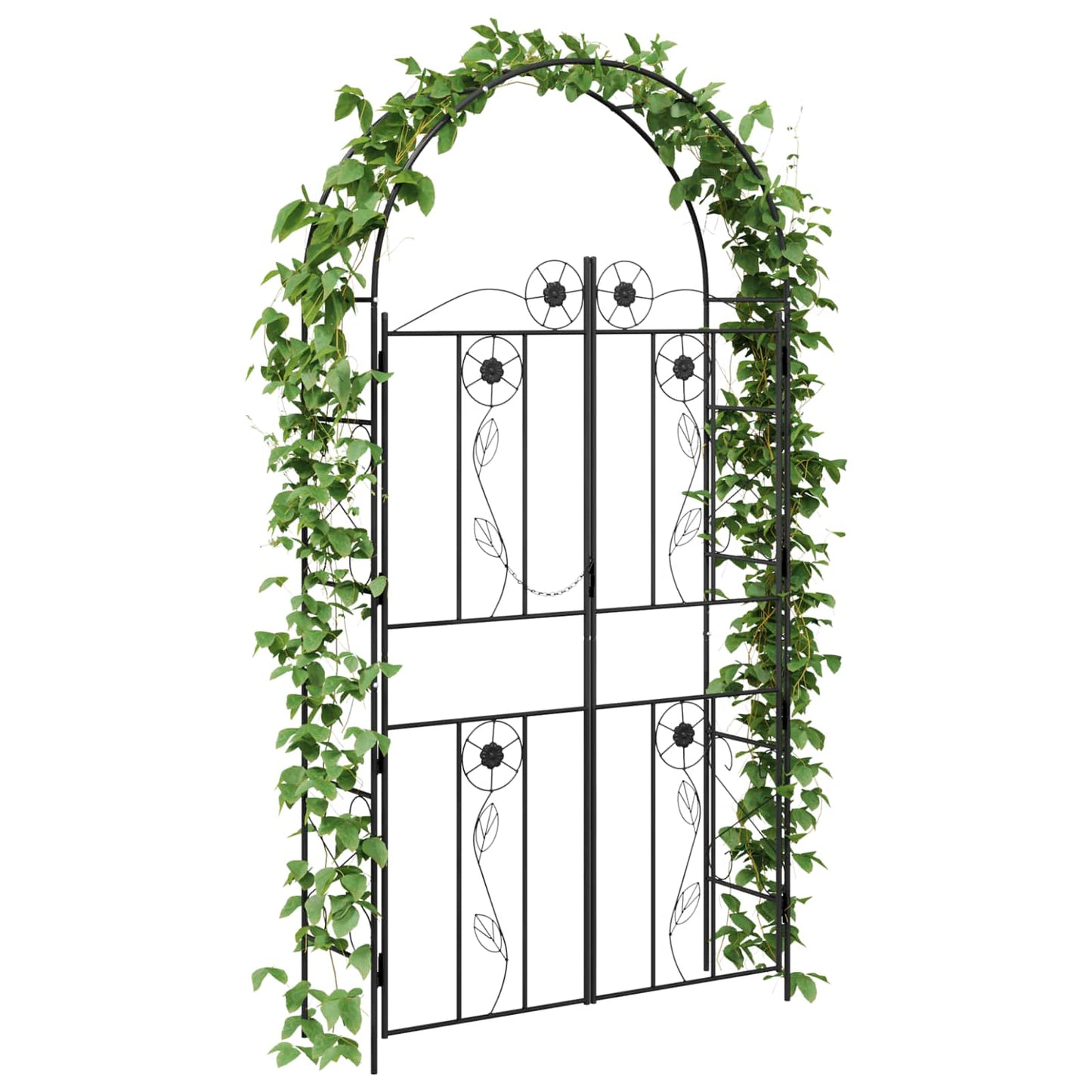Vidaxl arco de jardín liso negro 115 x 37 x 226 cm