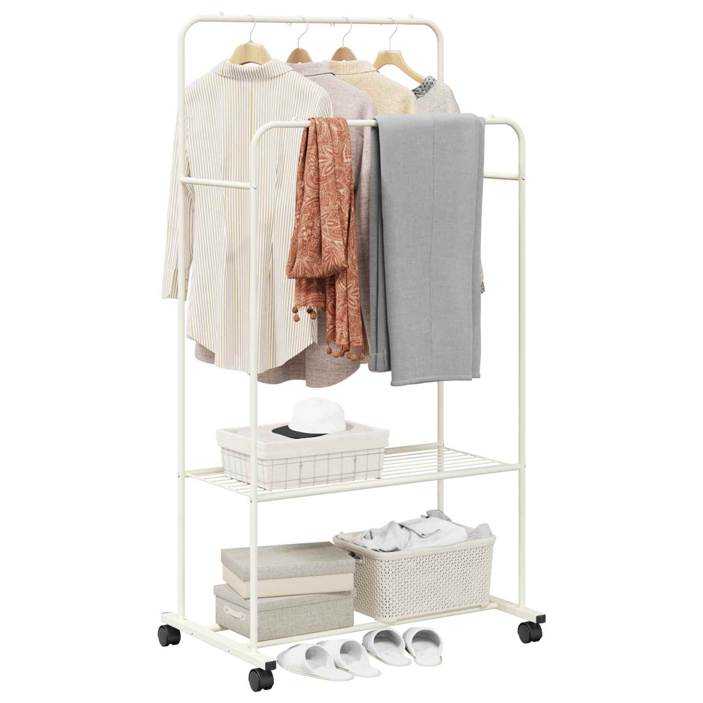 Vidaxx perchero con estante con rueda con almacenaje blanco 80 x 53 x 156 cm