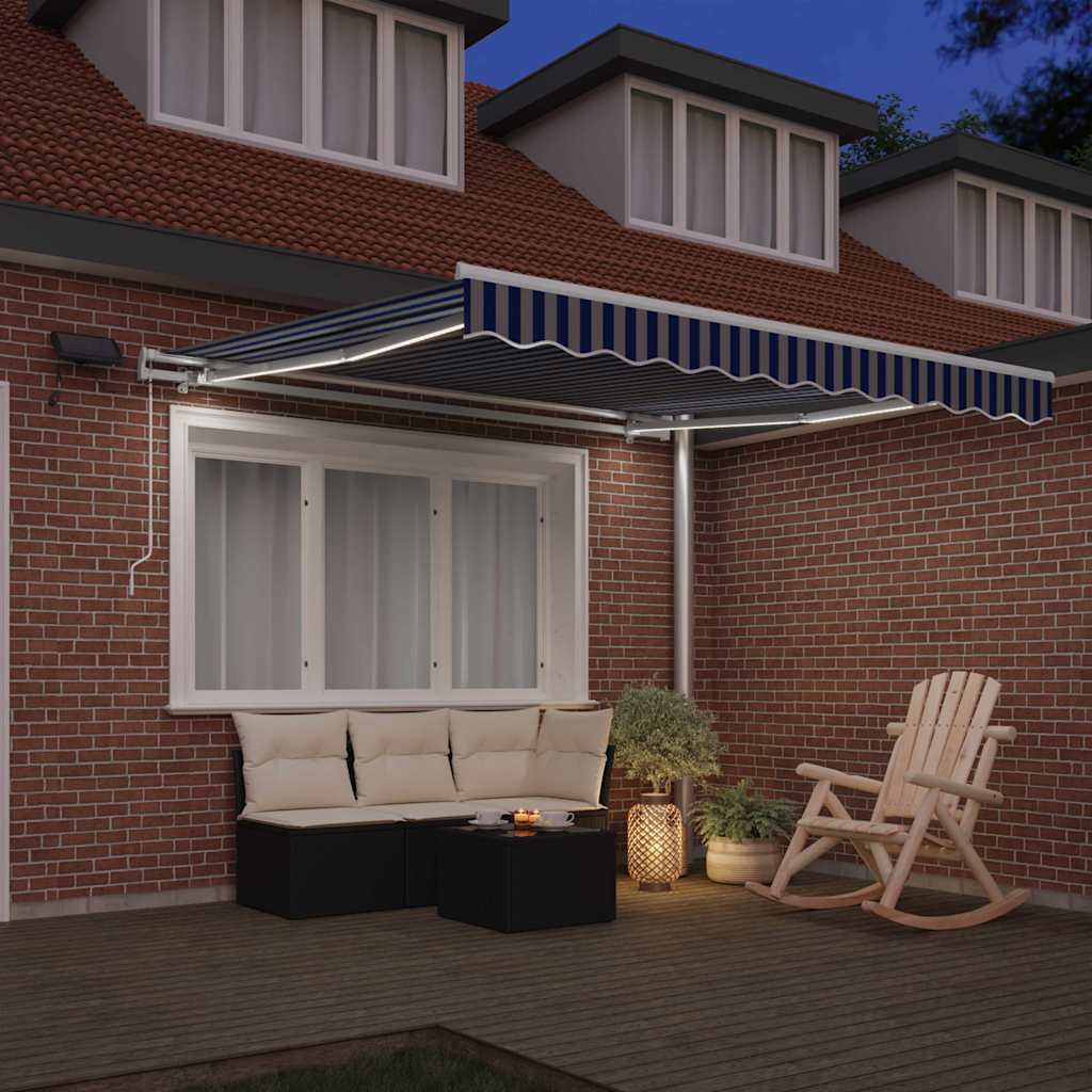 Ombrellone pieghevole Vidaxx blu e bianco 350 x 250 cm