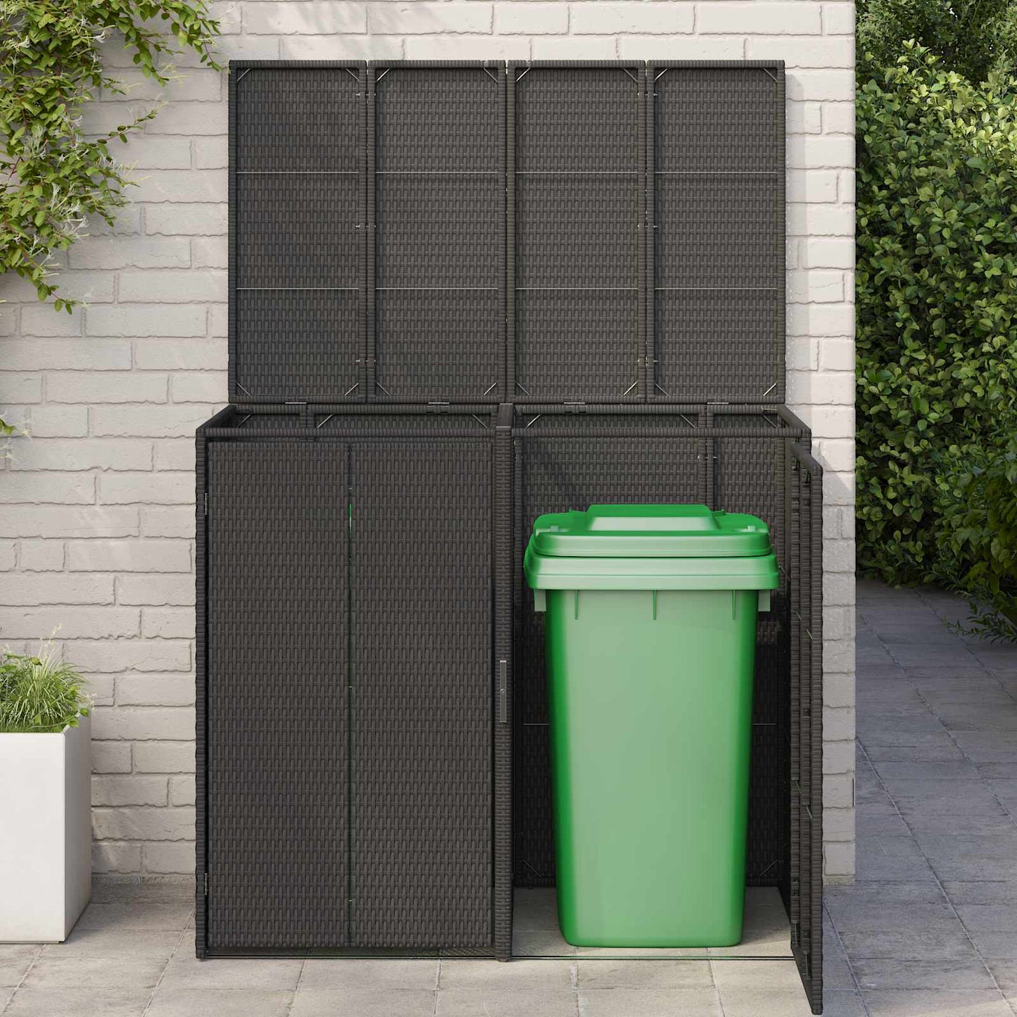Contenitore per rifiuti Vidaxx 2 pezzi nero 65 x 80 x 115 cm in polietilene