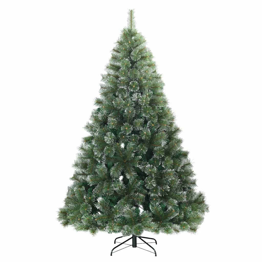 Vidaxl árbol de Navidad artificial con ramas de plumas, verde nevado 180 cm