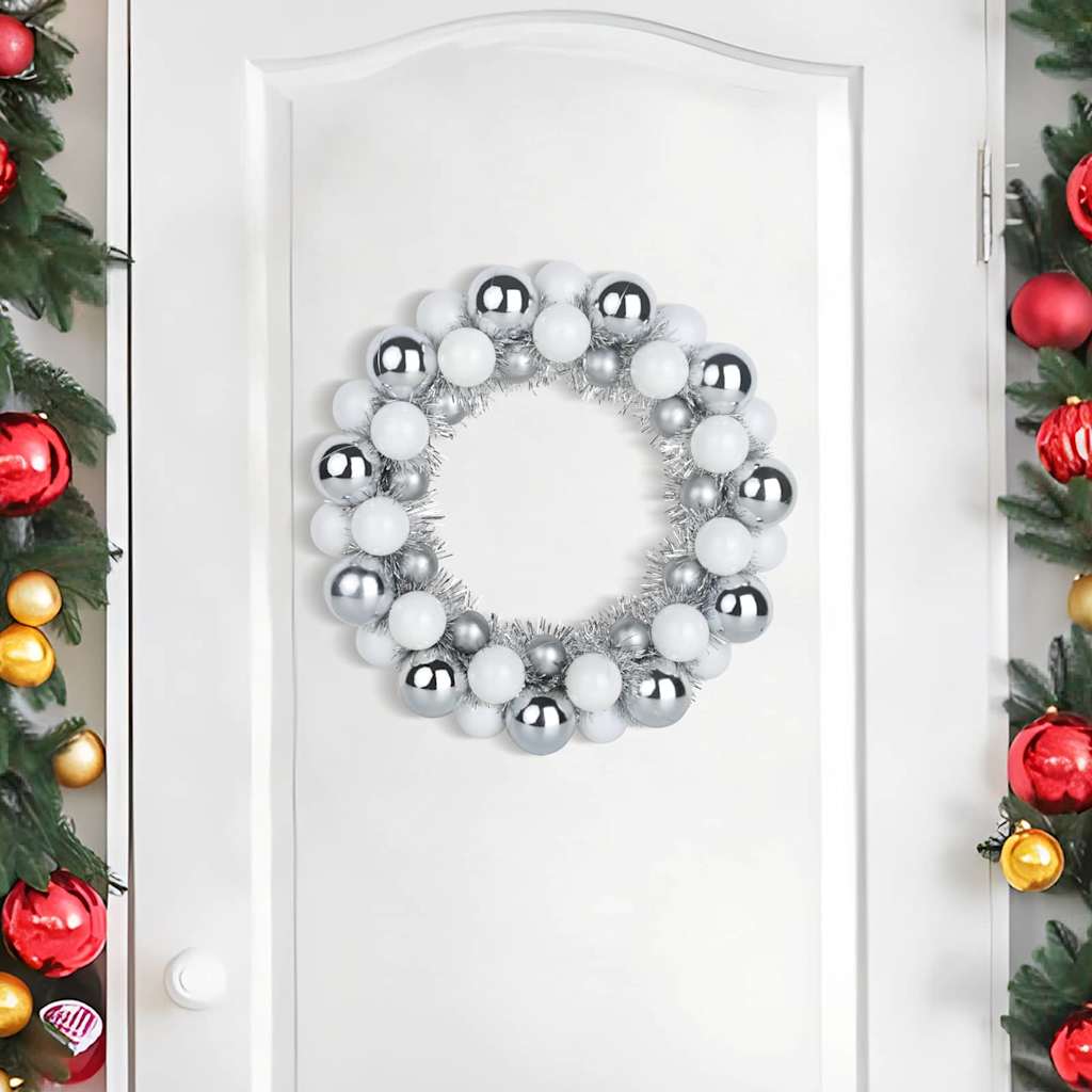 Vidaxl kerstbal kransen 2 pcs wit en zilver 33 x 33 x 7 cm polystyreen