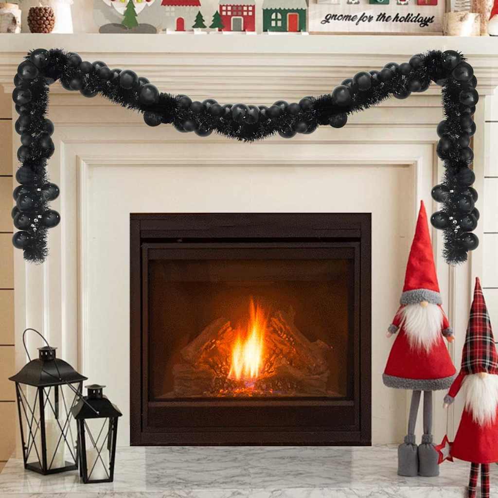 Vidaxl kerstbal guirlande zwart 186 cm polystyreen
