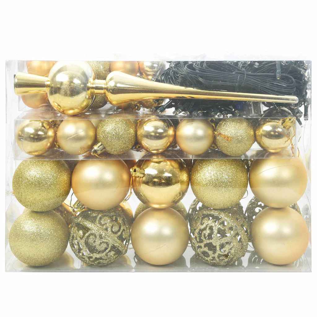Vidaxl kerstbal set met 150 led 61 pcs goud kunststof