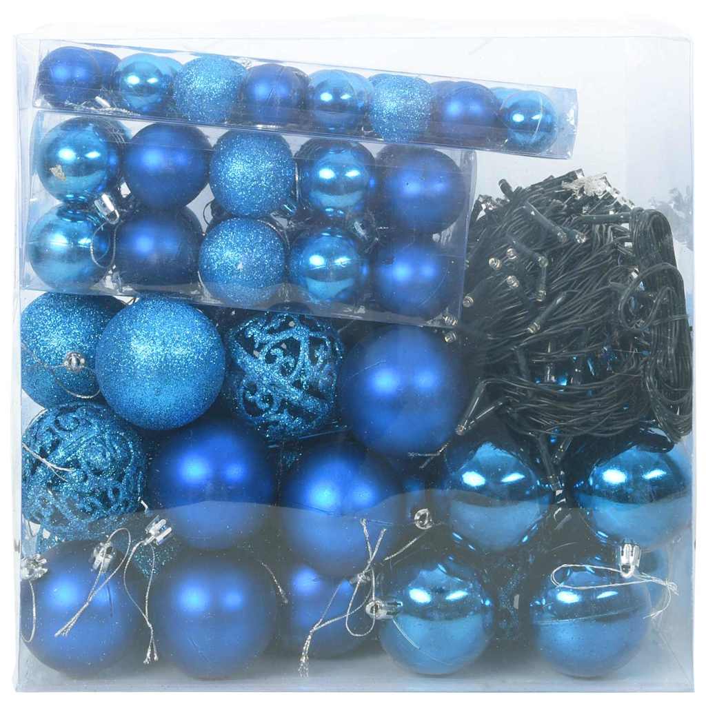 Vidaxl kerstbal set met 300 led 120 pcs blauw kunststof