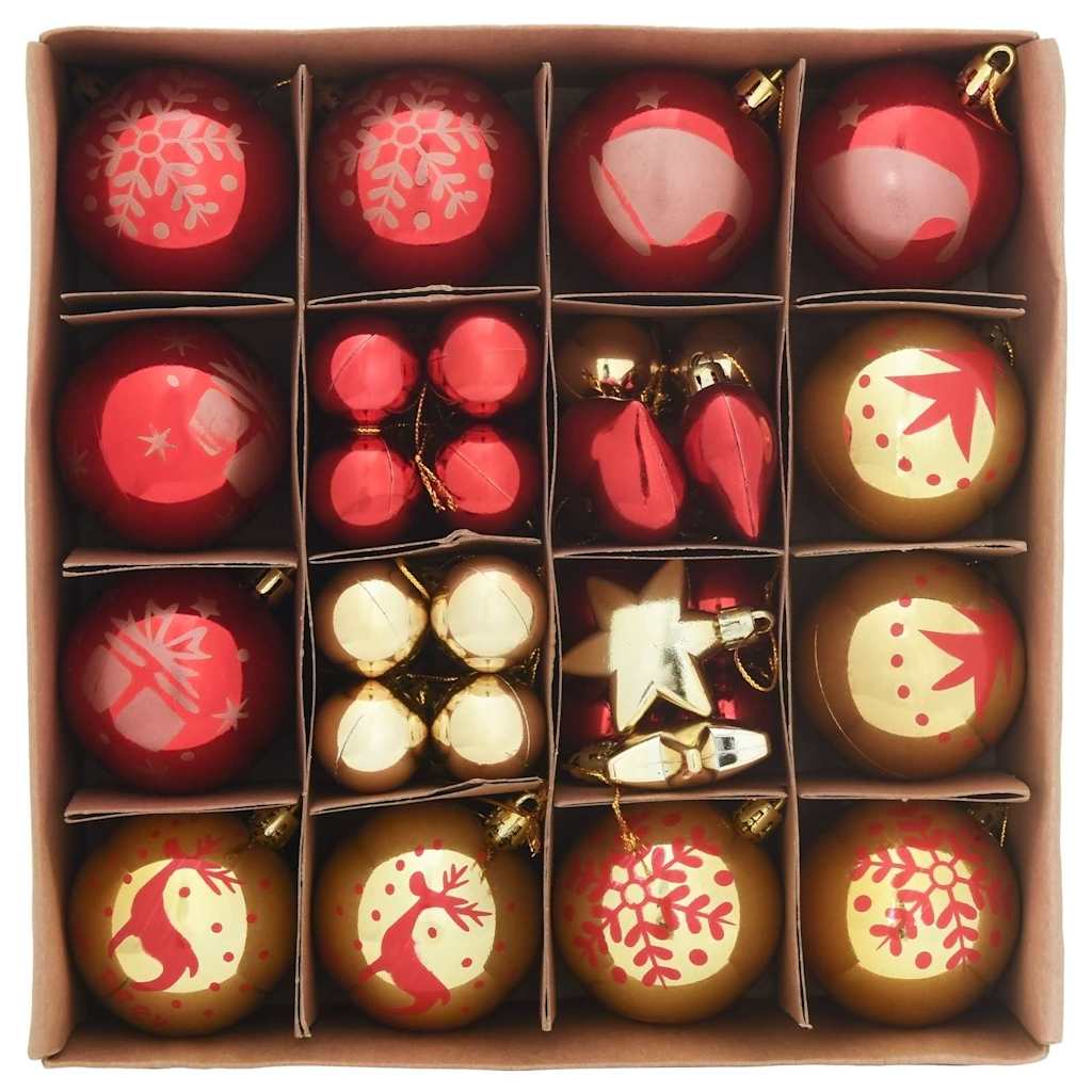 Vidaxl kerstbal set 40 pcs goud en rood kunststof