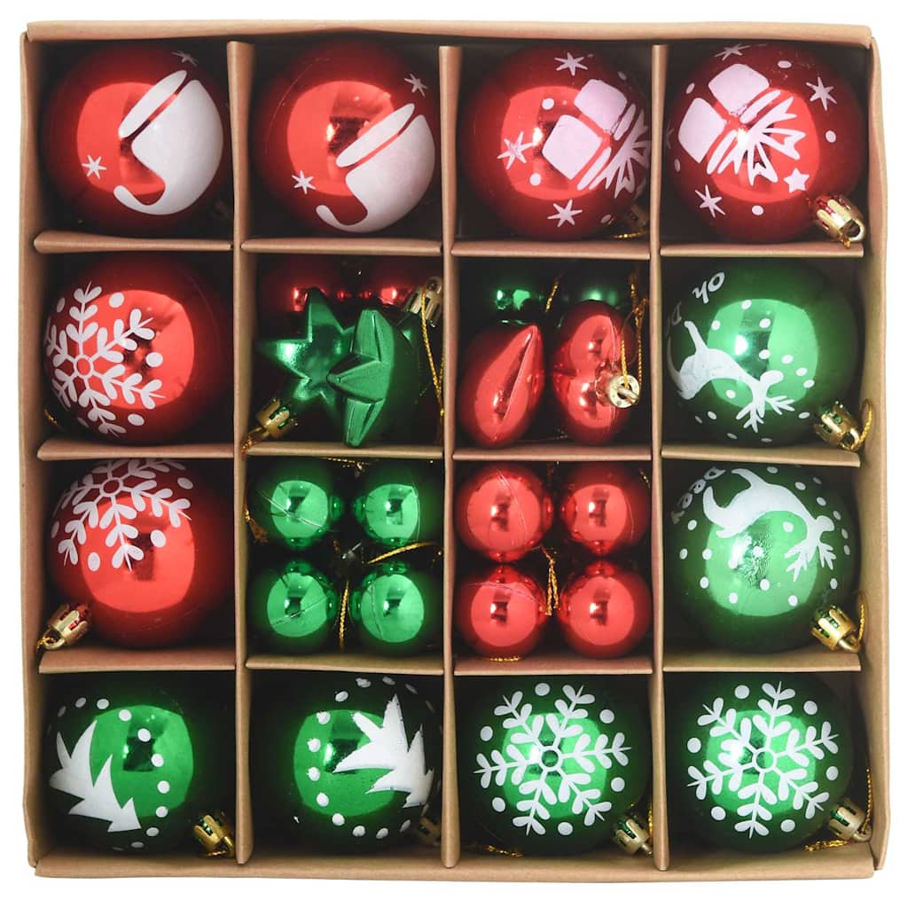VidaXL Set palline di Natale 40 pezzi in plastica rossa e verde