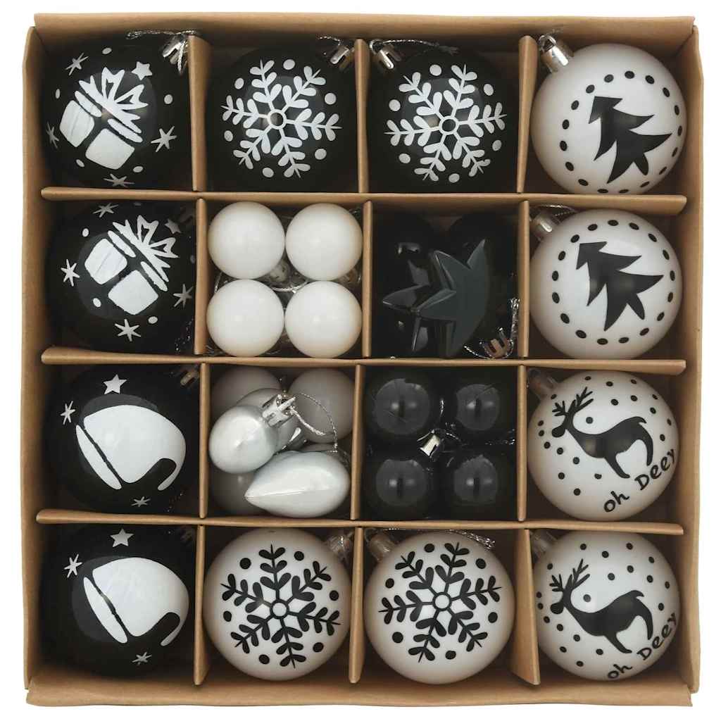 Vidaxl kerstbal set 40 pcs zwart en wit kunststof