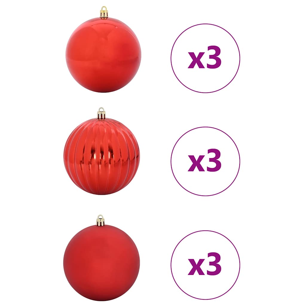 VidaXL set bolas navideñas xl 9 pzs plástico rojo