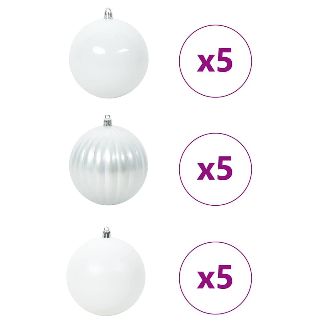 Vidaxl kerstbalset xl 15 pcs wit kunststof