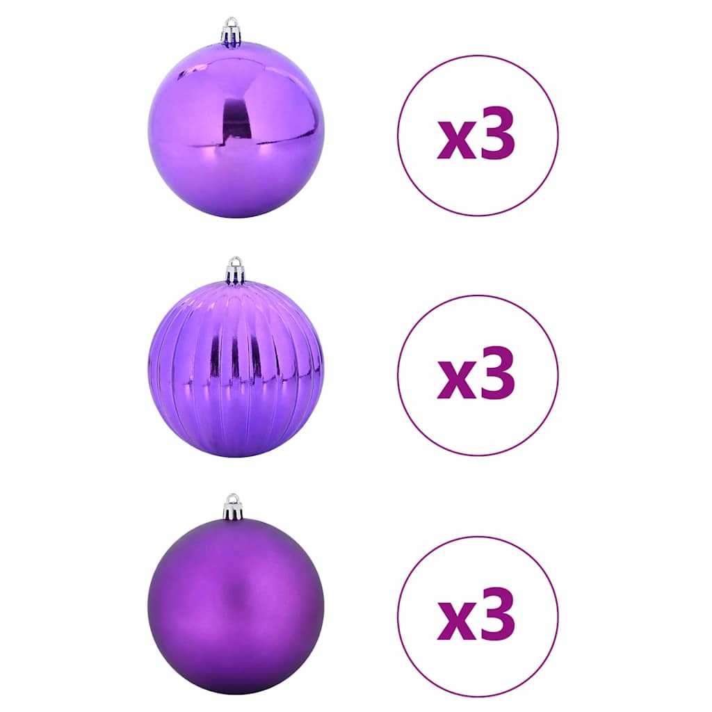 Vidaxl kerstbalset xl 9 pcs lila kunststof