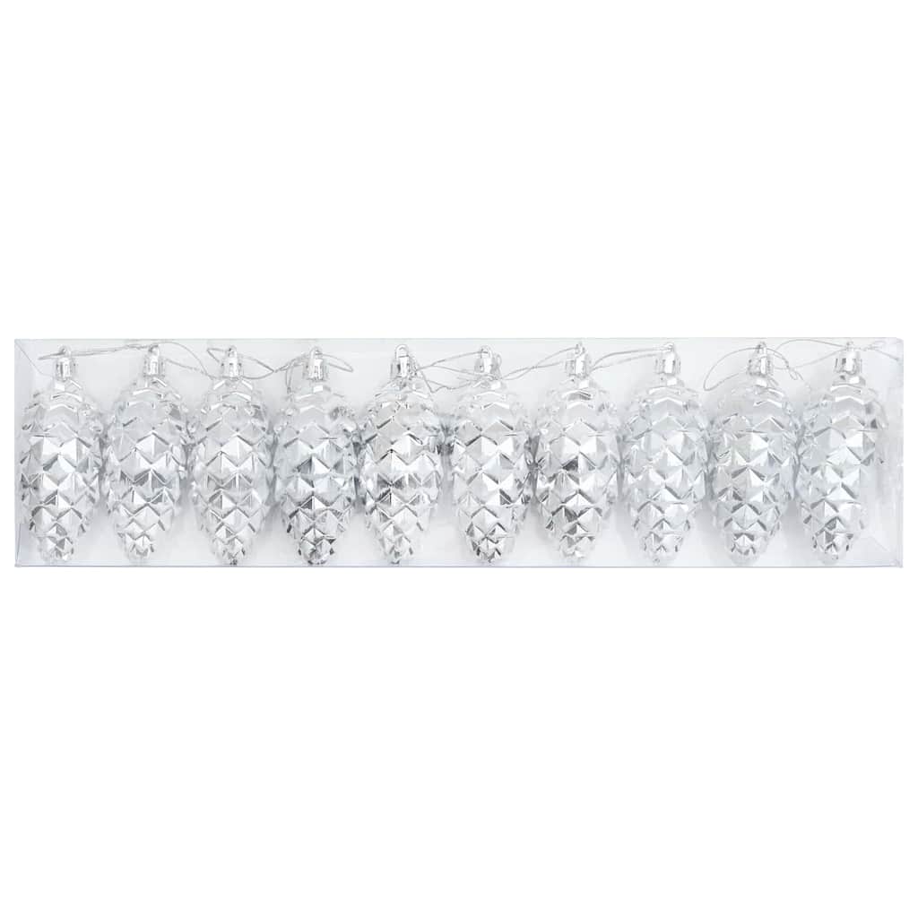 VidaXL Pigne natalizie 40 pezzi in plastica argento