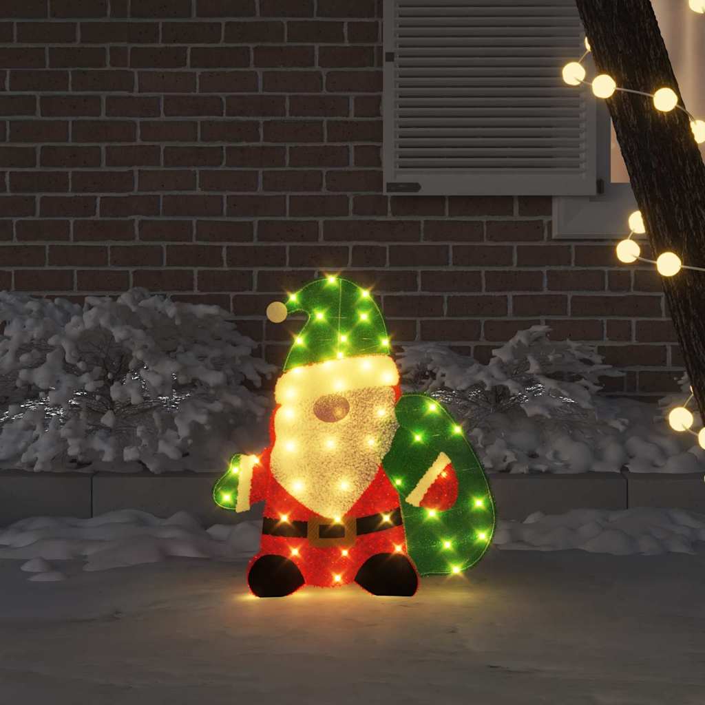 Vidaxl verlichte kerstman met 60 led warmwit 70 x 62 cm lurexfabric