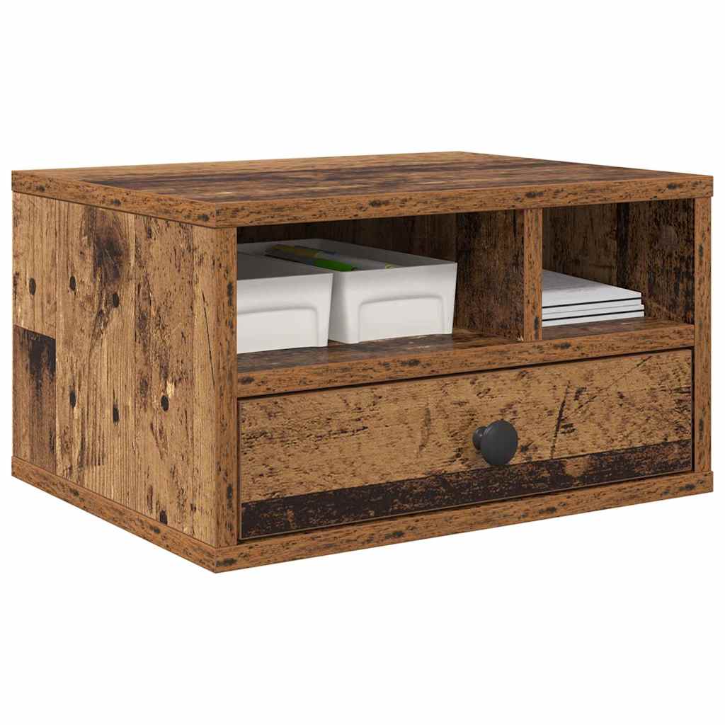 Vidaxl printerstand met lade oud hout 40 x 32 x 24 cm bewerkt hout
