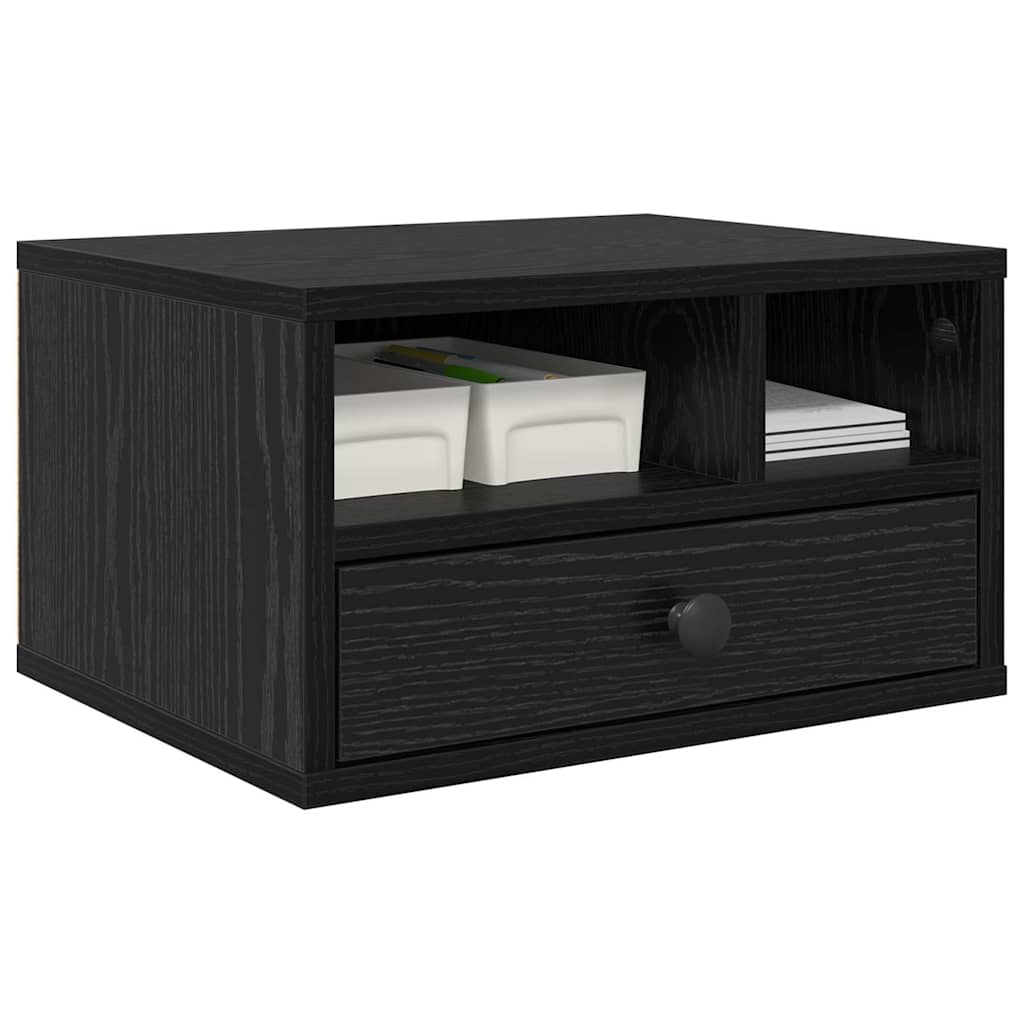 Vidaxl printerstand met lade zwart eiken 40 x 32 x 24 cm bewerkt hout