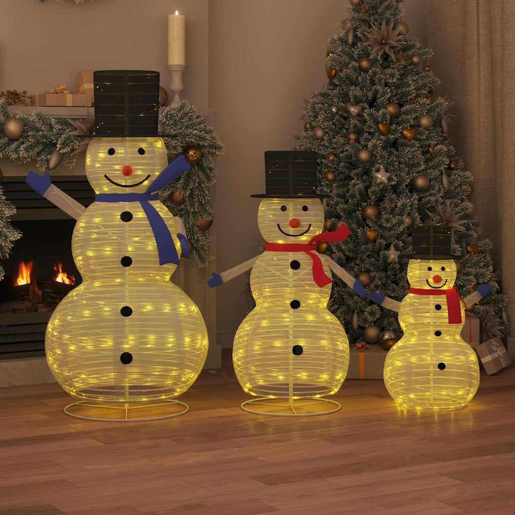 Vidaxl kerst sneeuwman familie met 270 led 3 pcs warmwit stof