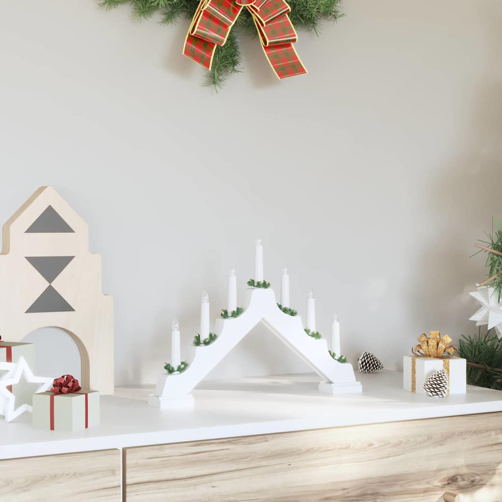 Vidaxl kerst kaars brug wit 39.5 x 5 x 29 cm massief grenenhout