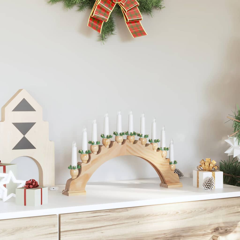 VidaXL Arco de velas navideñas con 10 velas LED marrón 47 x 5 x 29 cm