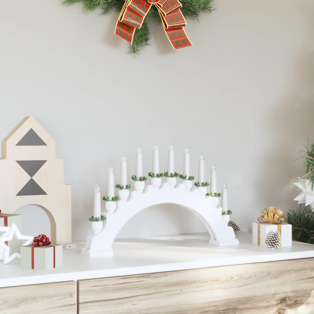 VidaXL Arco de velas navideñas con 10 velas LED blanco 47 x 5 x 29 cm