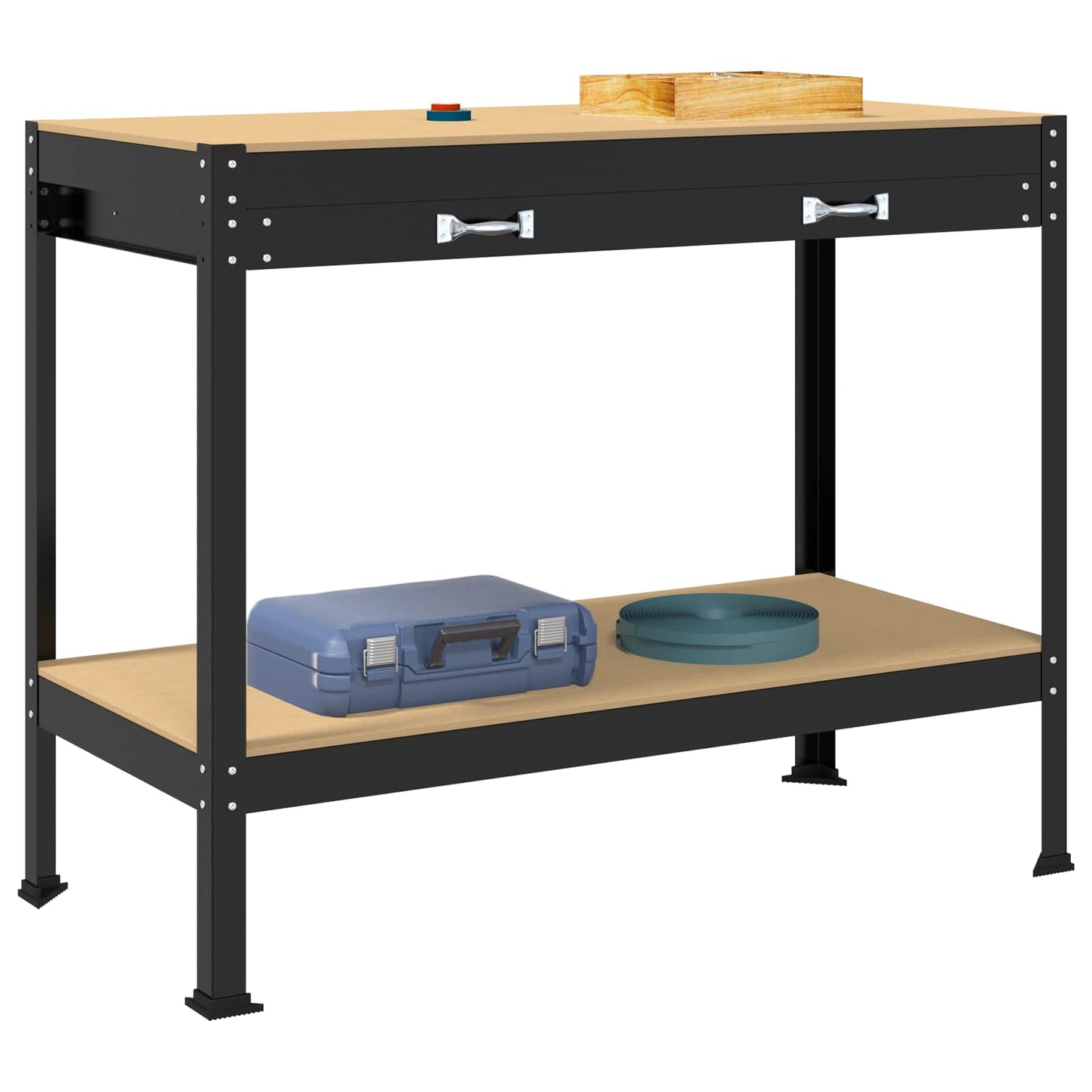 Bancos de trabajo vidaxl con cajón negro 114 x 54 x 91 cm acabado madera