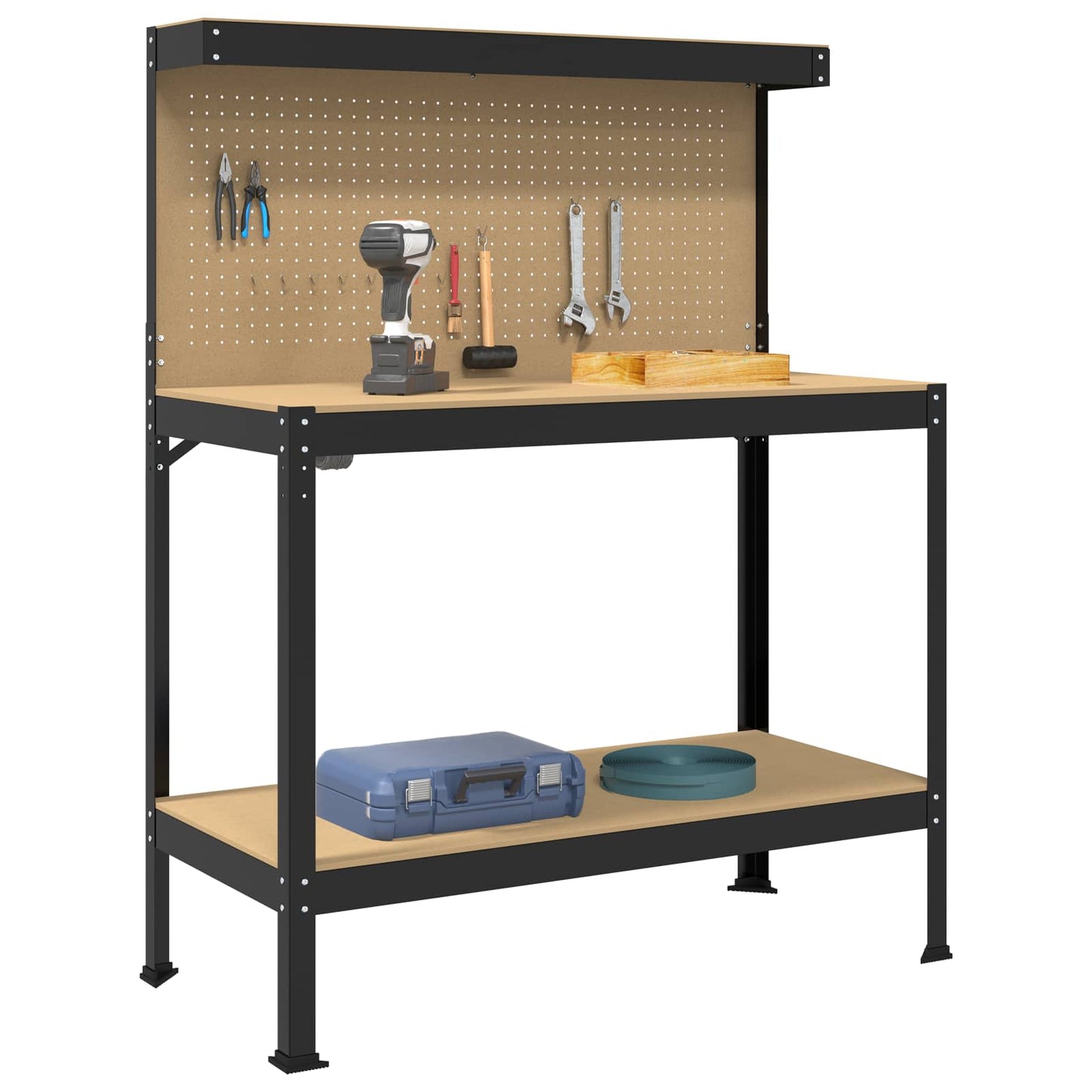 Banchi da lavoro Vidaxx con ripiano in MDF nero 114 x 54 x 145 cm
