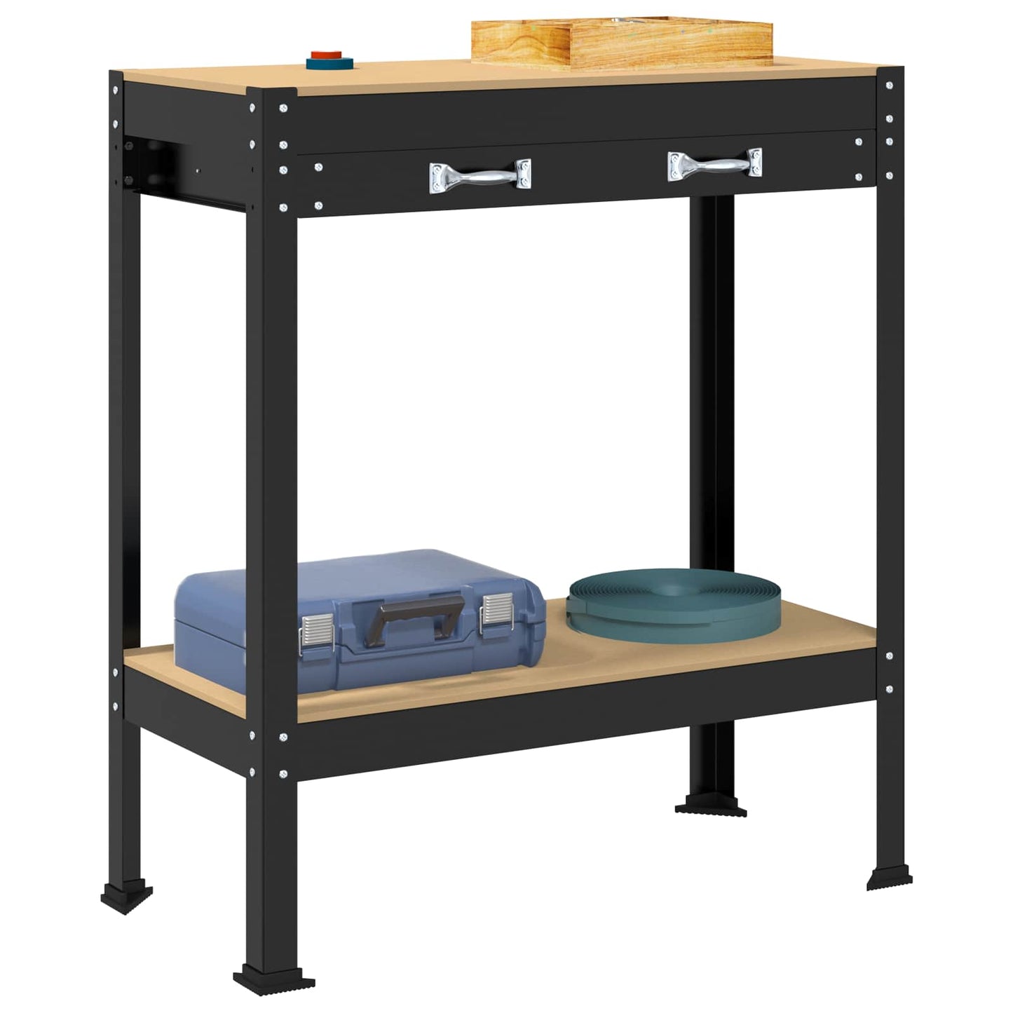 Bancos de trabajo vidaxl con cajón negro 80 x 40 x 91 cm acabado madera