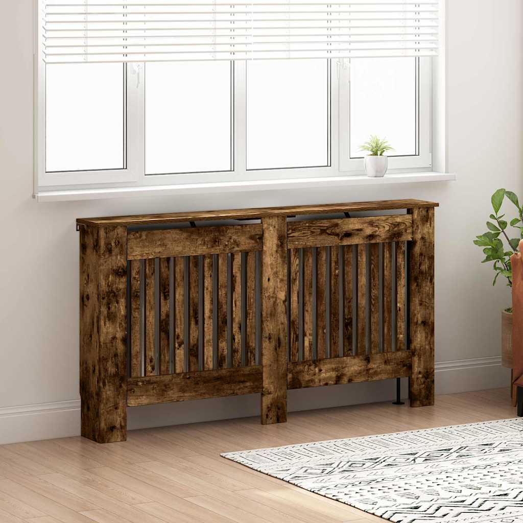 Vidaxl radiatorafdekking gerookt eiken 152 x 19 x 81,5 cm bewerkt hout