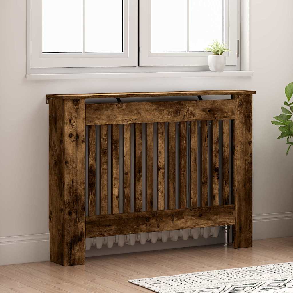 Vidaxl radiatorafdekking gerookt eiken 112 x 19 x 81,5 cm bewerkt hout