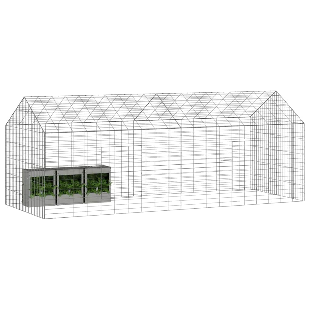 Jaula para conejos vidaxl plata 400 x 78 x 78 cm acero galvanizado