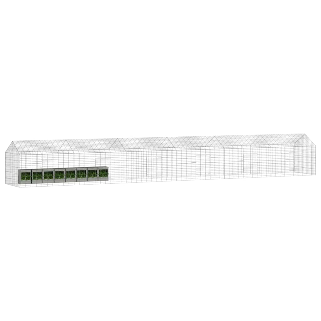 Gabbia per conigli Vidaxl argento 400 x 78 x 78 cm in acciaio zincato