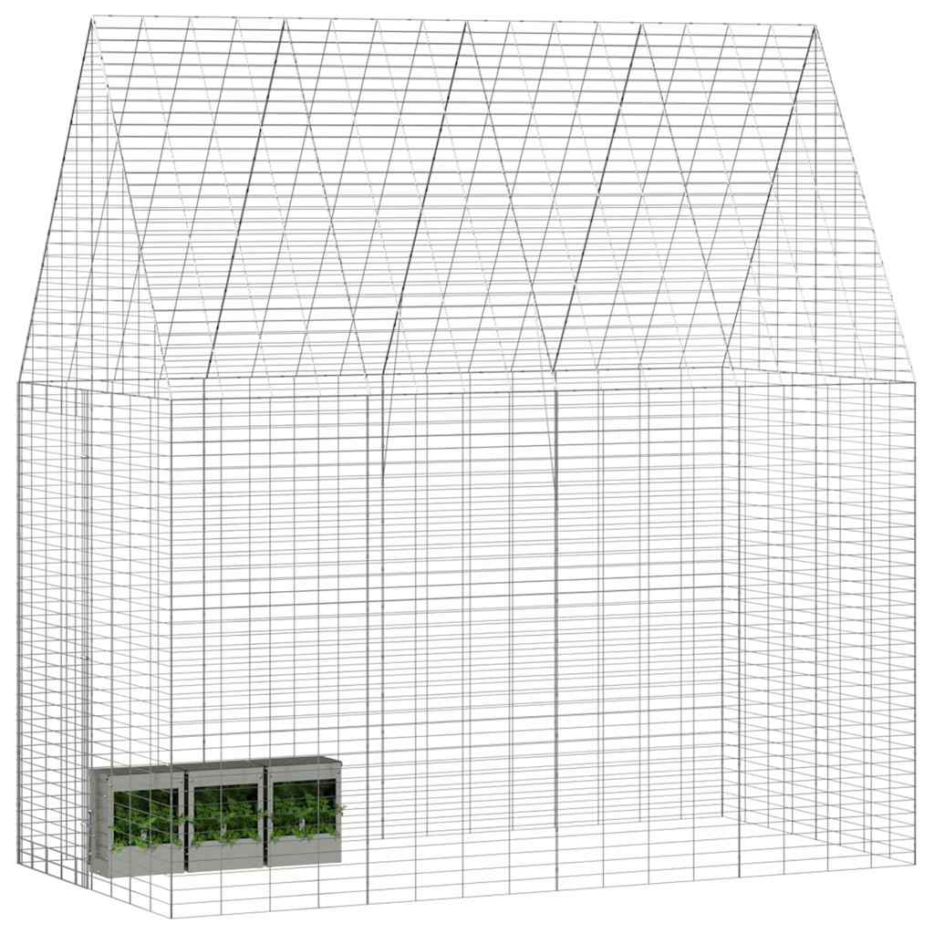 Jaula para conejos vidaxl plata 400 x 100 x 210 cm acero galvanizado