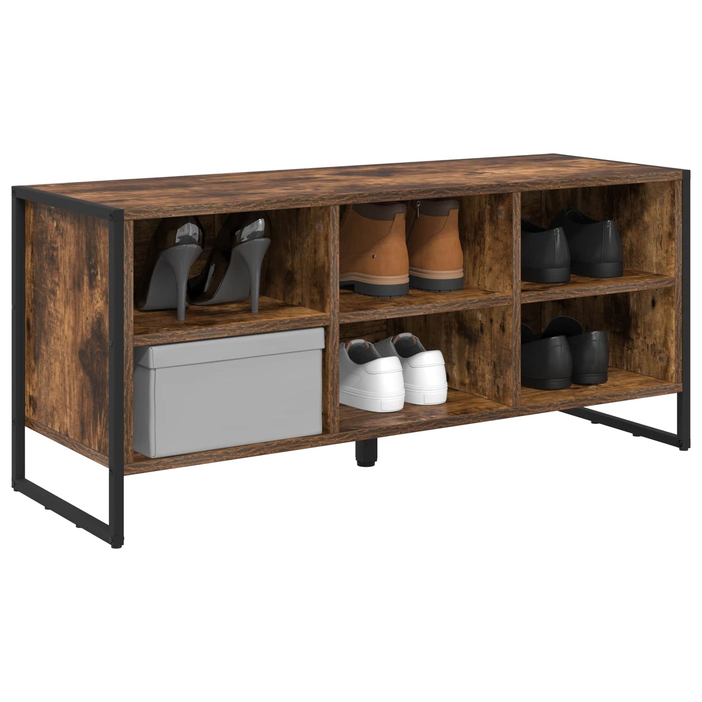 Vidaxl schoenenkast met opslag rook eik 60 x 35 x 44 cm bewerkt hout
