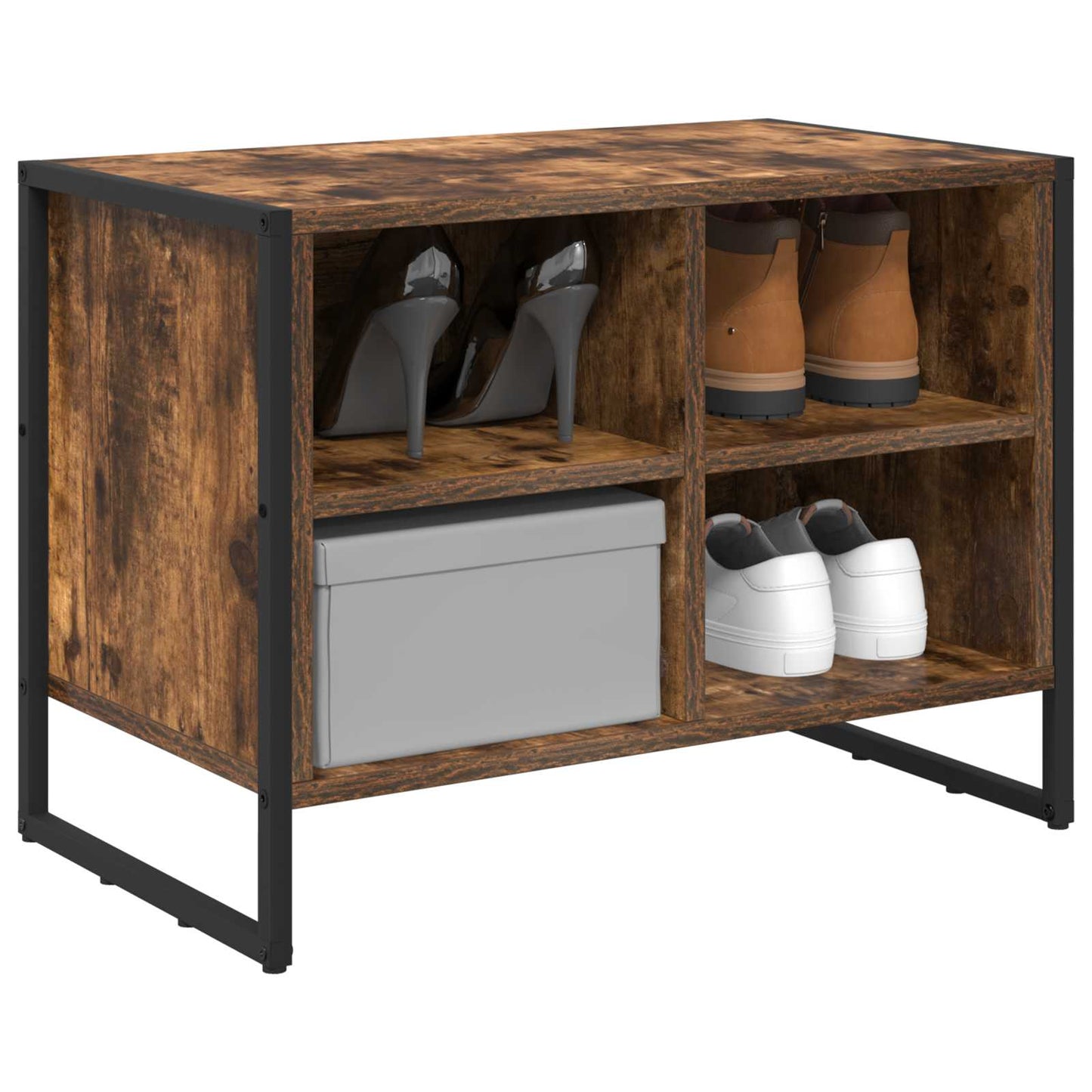 Vidaxl schoenenkast met opslag rook eik 60 x 35 x 44 cm bewerkt hout