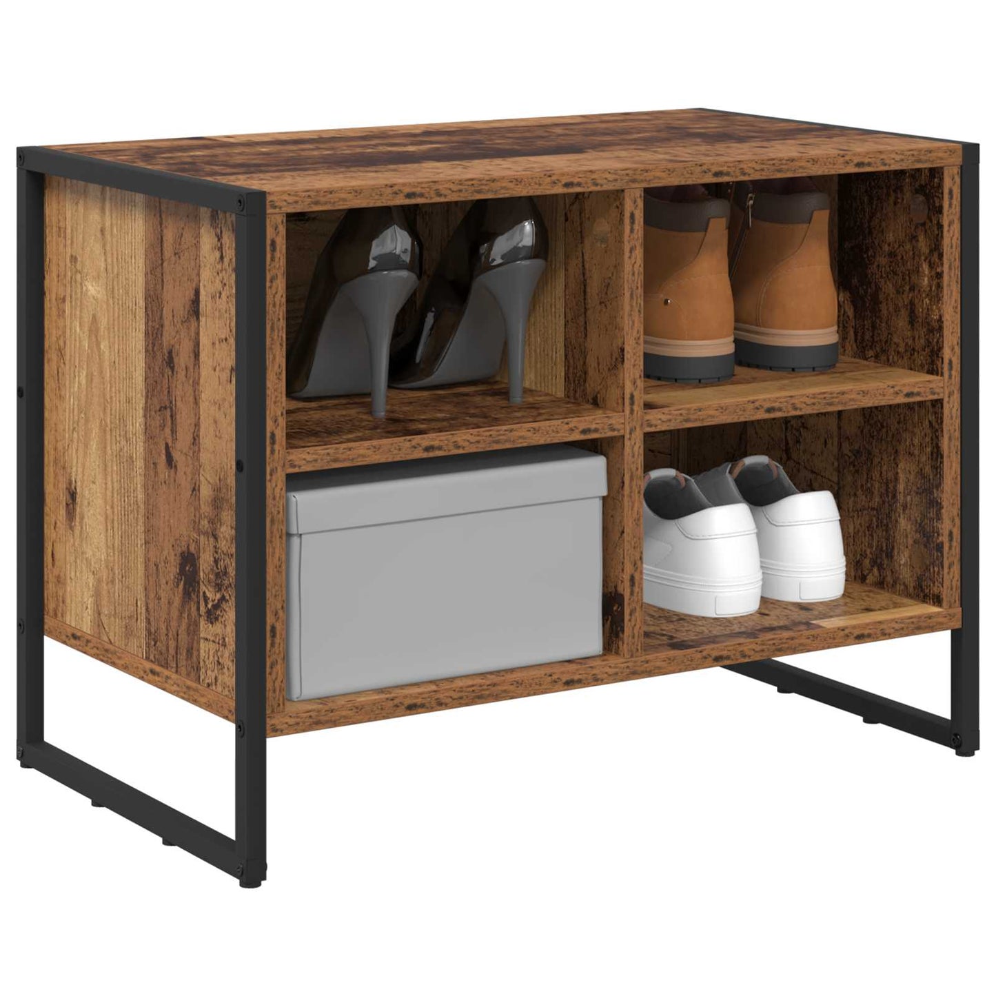 VidaXL zapatero con almacenaje madera vieja 60 x 35 x 44 cm madera procesada
