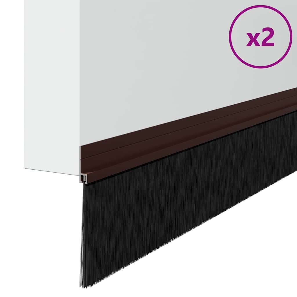 Spazzole per porte autoadesive Vidaxx 2 pezzi marrone 100 cm in lega di alluminio