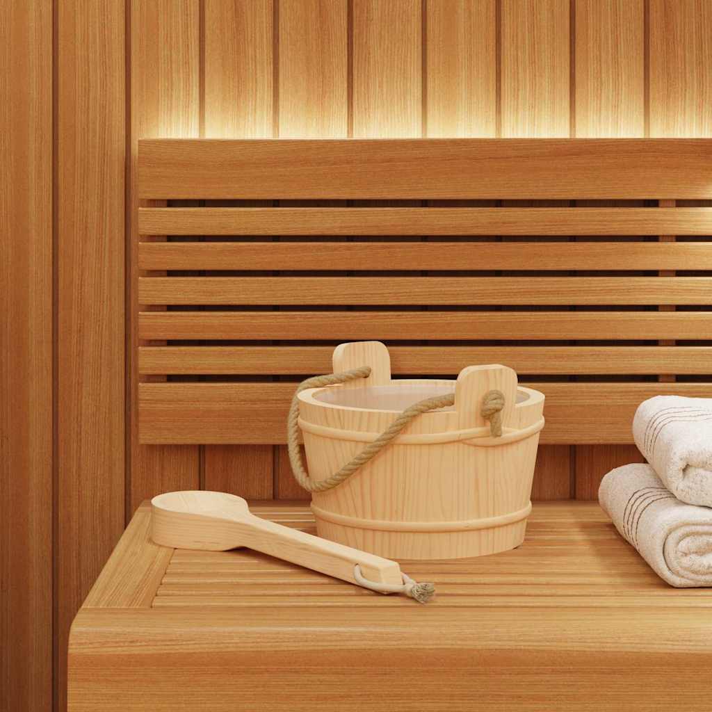 Secchio per sauna VidaXL 2 pezzi in legno massello di pino marrone e canapa