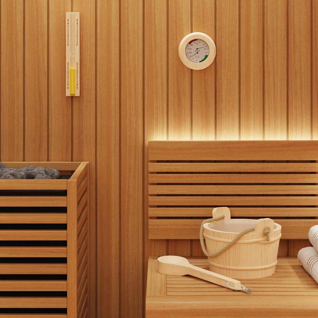 Vidaxl sauna accessoire set 4 pcs bruin massief vurenhout en hennep