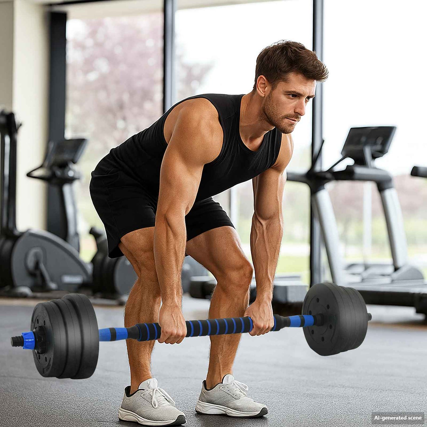 Set manubri-bilanciere VidaXL 2 in 1 30 kg nero e blu